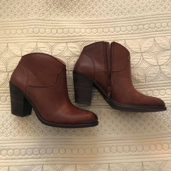 Lucky Brand Brown Leather Ankle Boots Size 10 - Picture 3 of 7
